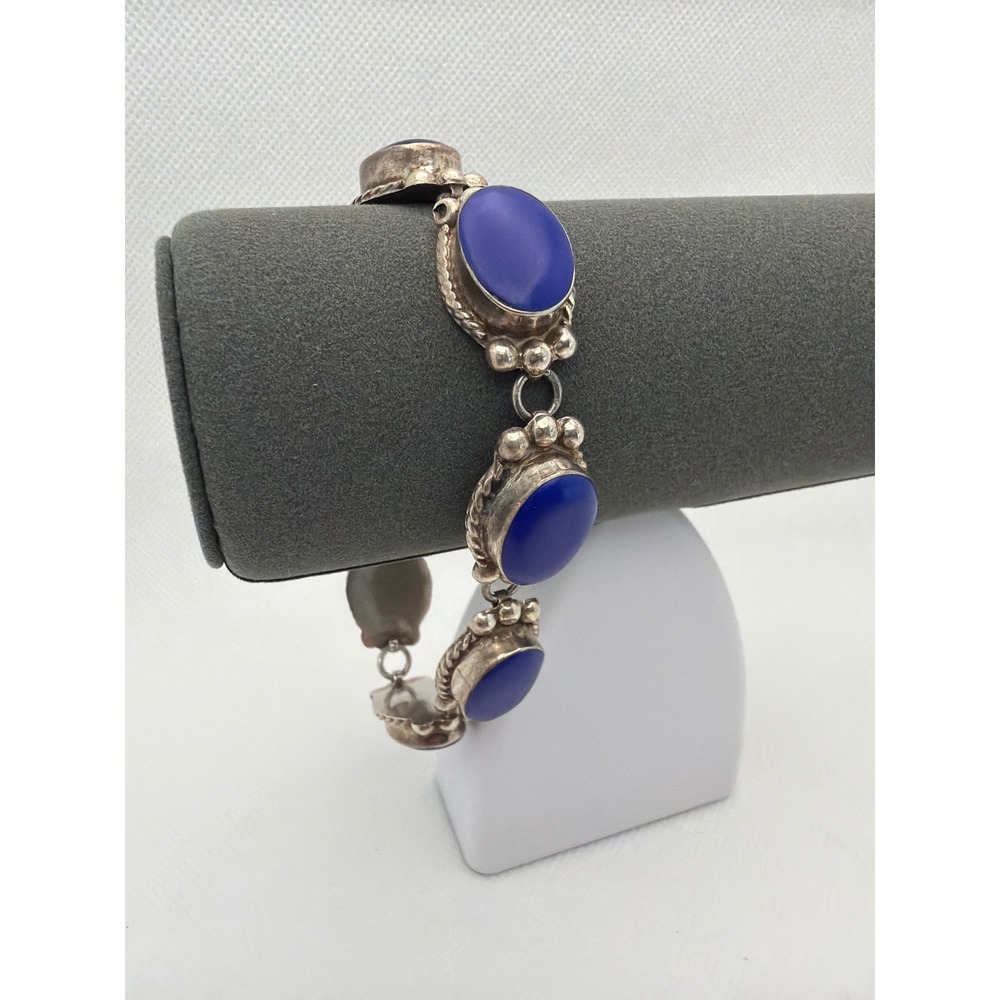 Lapis Lazuli Bracelet Women 7.5in Blue Excellent Sterling Silver Mexico